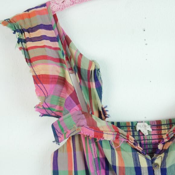 Pilcro Short Sleeve Mini Babydoll Dress Large Anthropologie Plaid Cowgirl Preppy - Picture 3 of 8